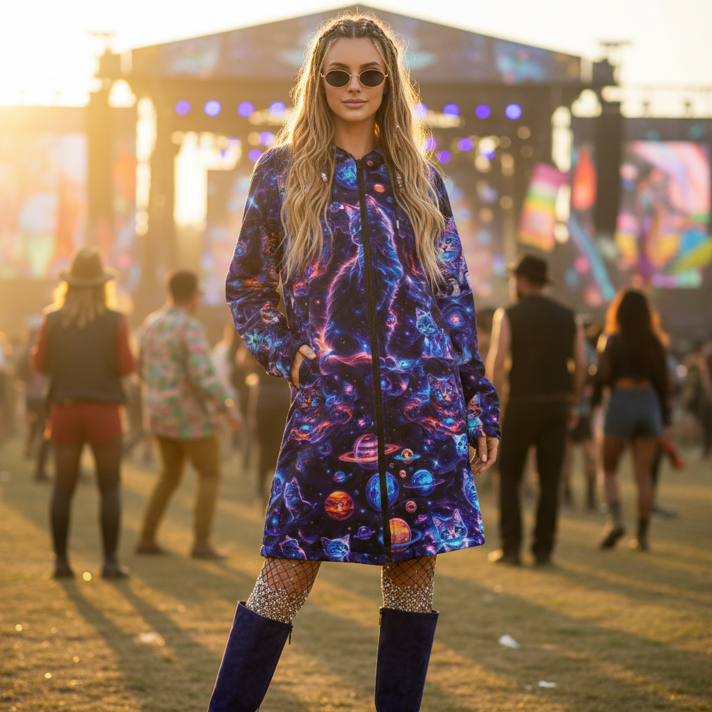 Cosmic Space Cats Women's Festival Cloak