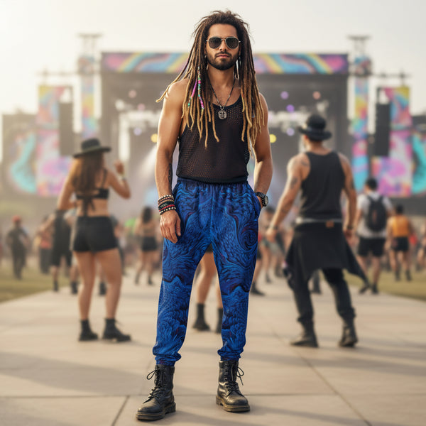 Joggers | Metallic Blue Fractal