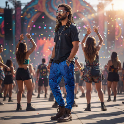 Joggers | Metallic Blue Fractal