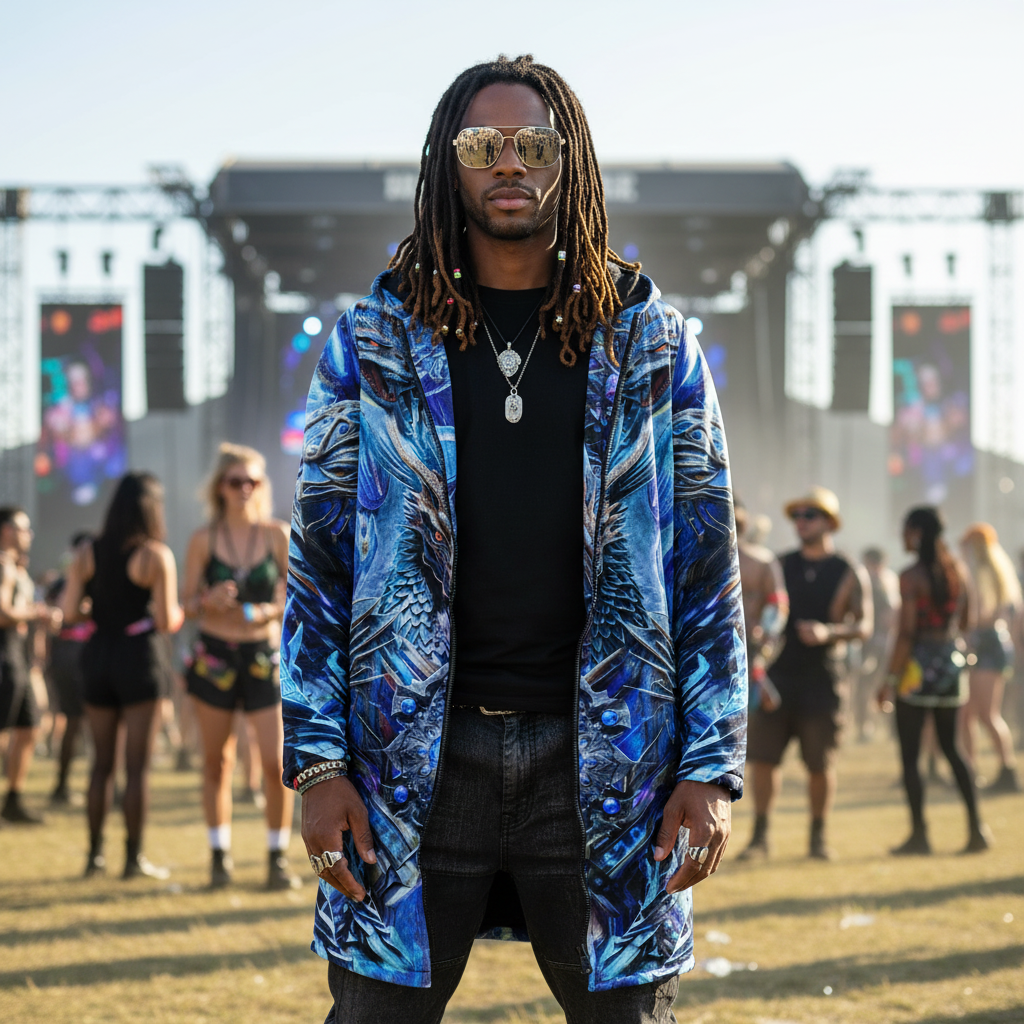 Electric Dragonscape Men's Festival Cloak