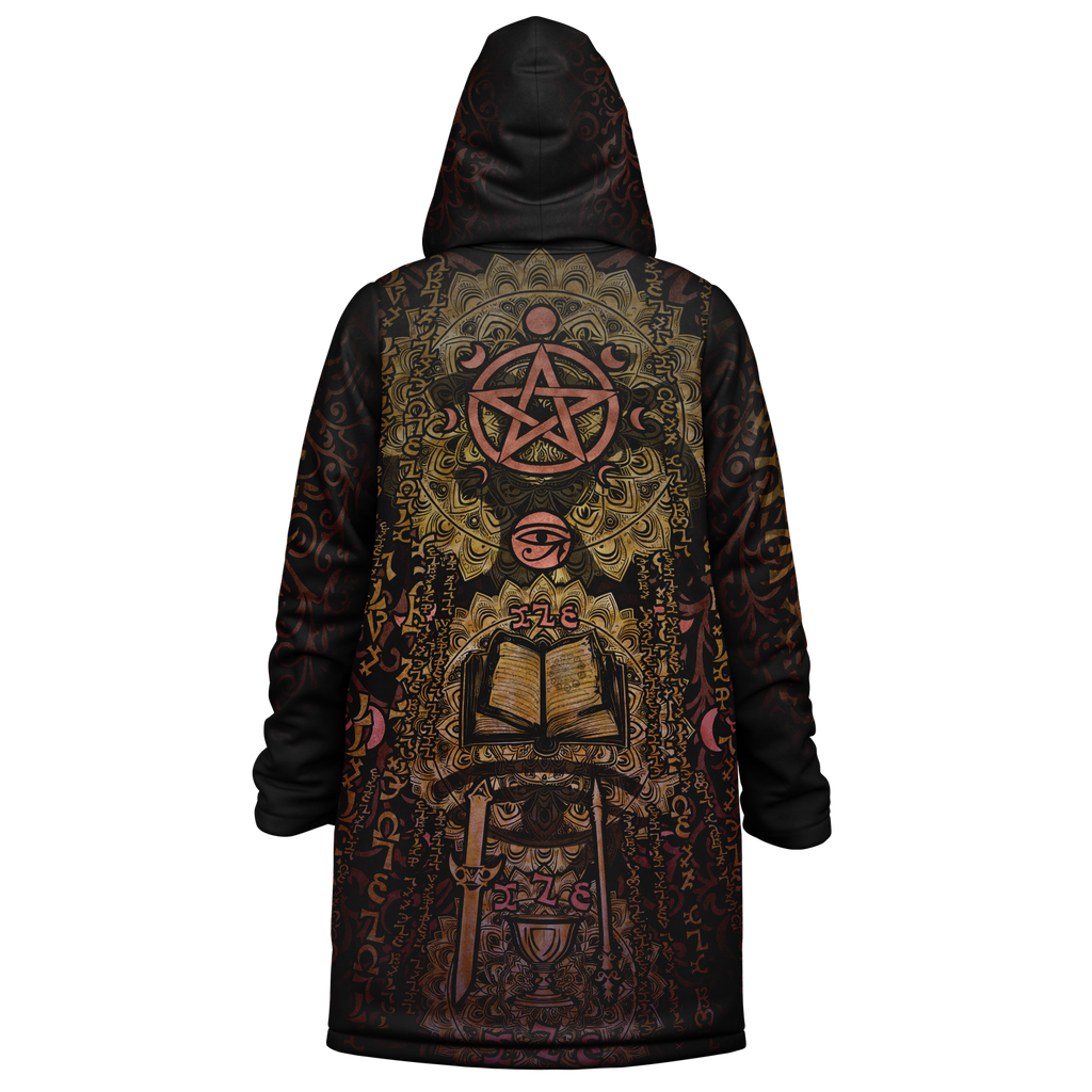 Enochian Vision Orange Men's Festival Cloak detail view with mystical style