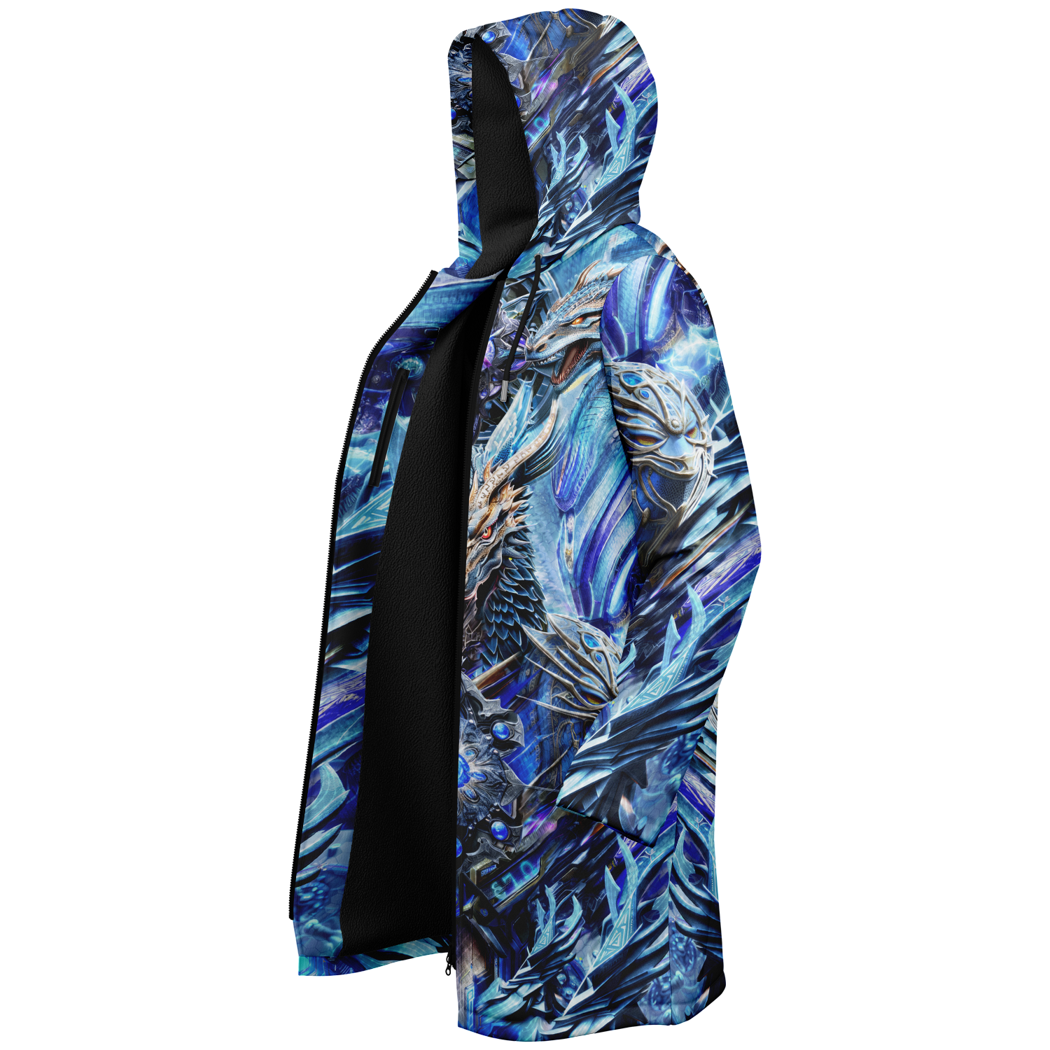 Electric Dragonscape Women's Festival Cloak back view with music festivals