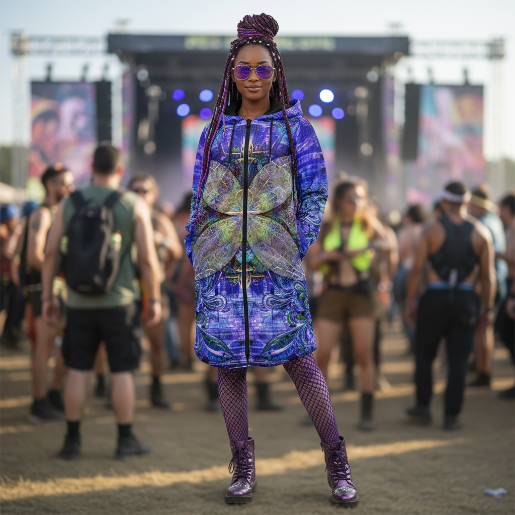 Temple Of Horus Women's Festival Cloak back view with EDM festivals