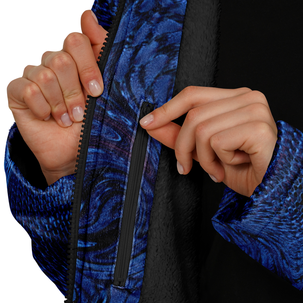 Metallic Blue Fractal Men's Festival Cloak