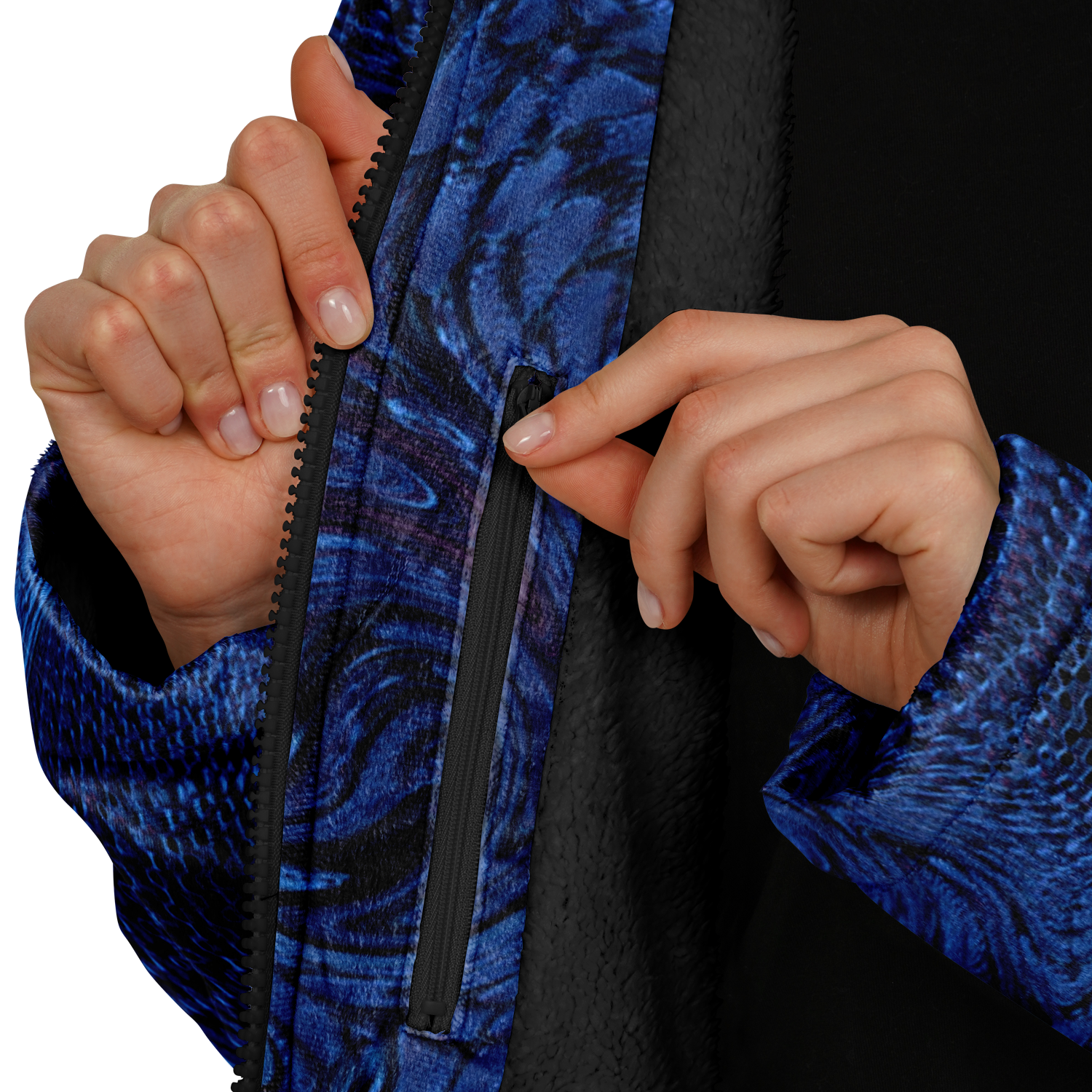 Metallic Blue Fractal Men's Festival Cloak