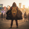Sacred Grounds Men's Festival Cloak front view with rave cloak