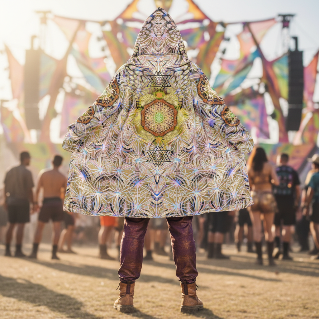 Angel Catcher Light Yellow Men's Festival Cloak front view with mystical cloak