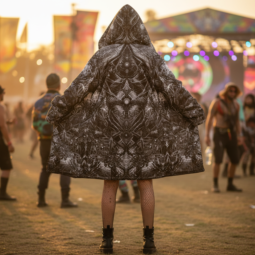 Black Cosmic Cross Women's Festival Cloak