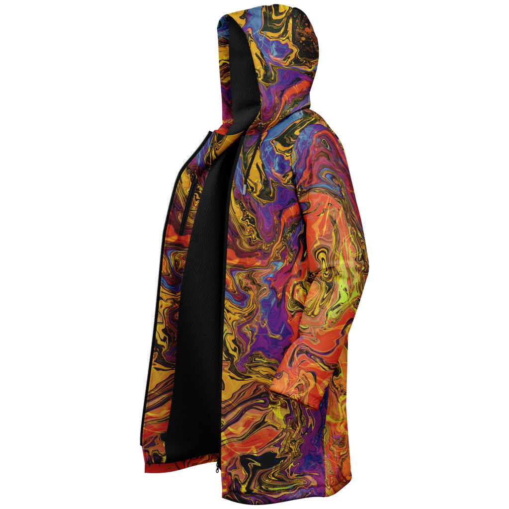 Liquid Fire Men's Festival Cloak back view with festival wear