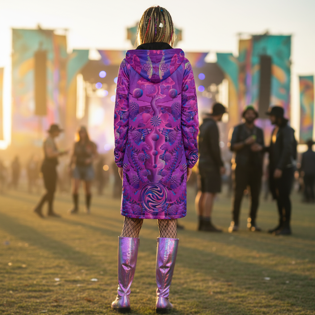 Pink Shroom Flower Of Life Women's Festival Cloak