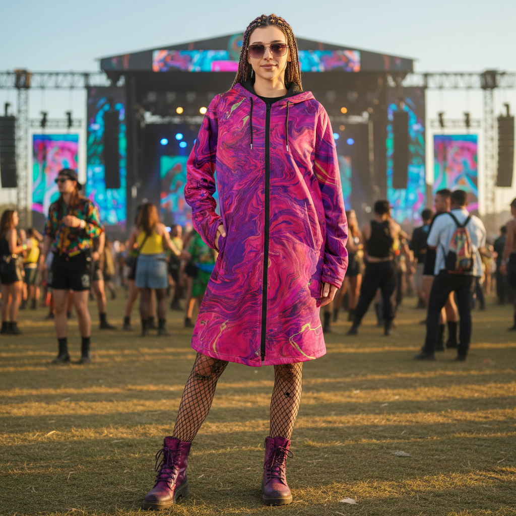 Pink Acid Oasis Women's Festival Cloak