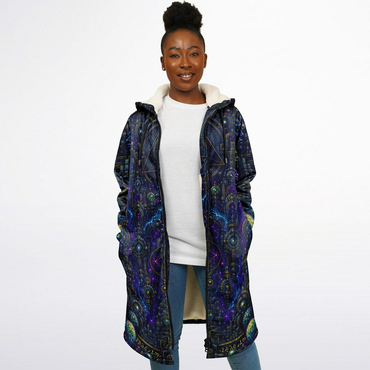 Celestial Tempe White Zipper Cloak