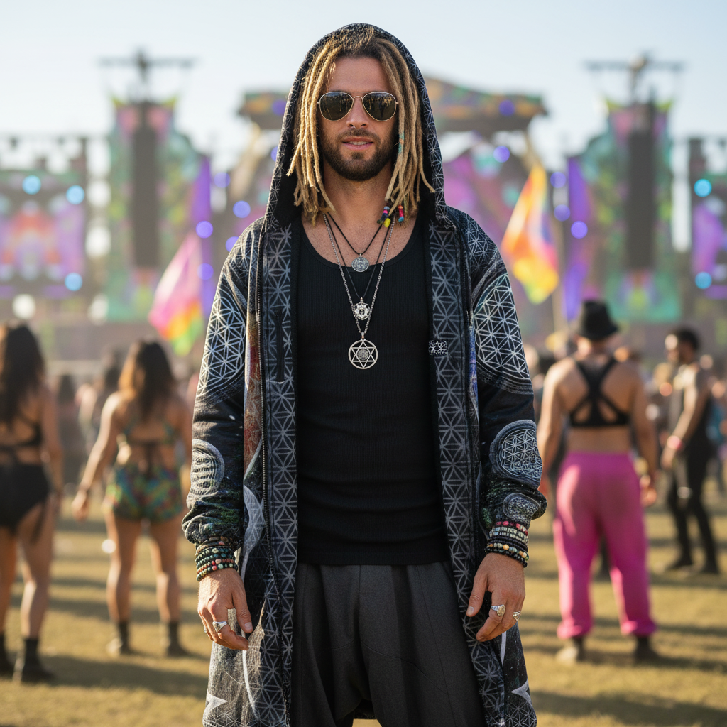 Silver Mystic Eye Men's Festival Cloak