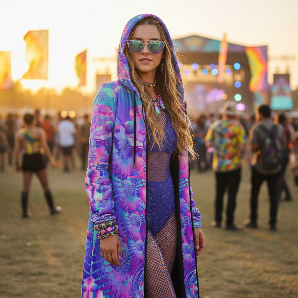 Shroom Flower Of Life Women's Festival Cloak