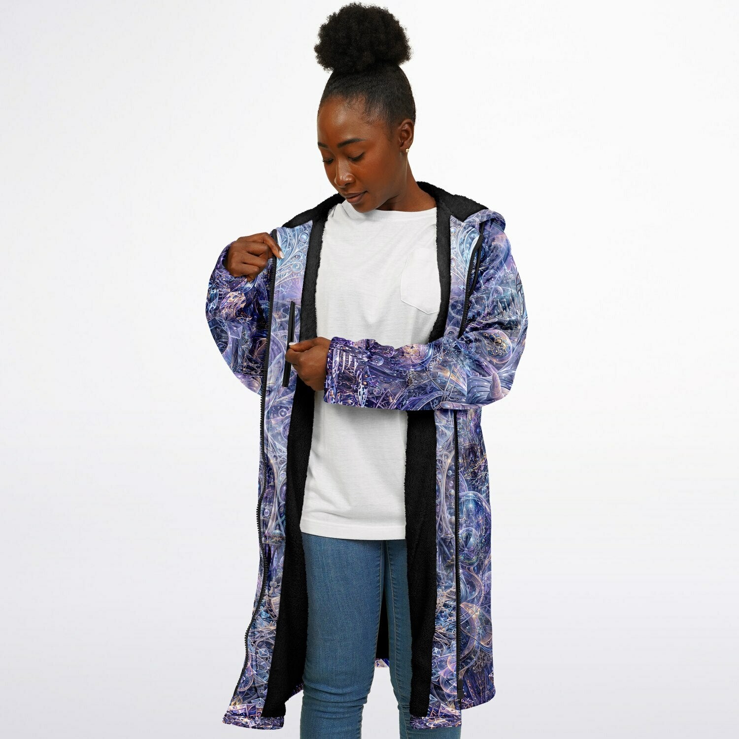 Galactic Alien Oracle Zipper Black Cloak