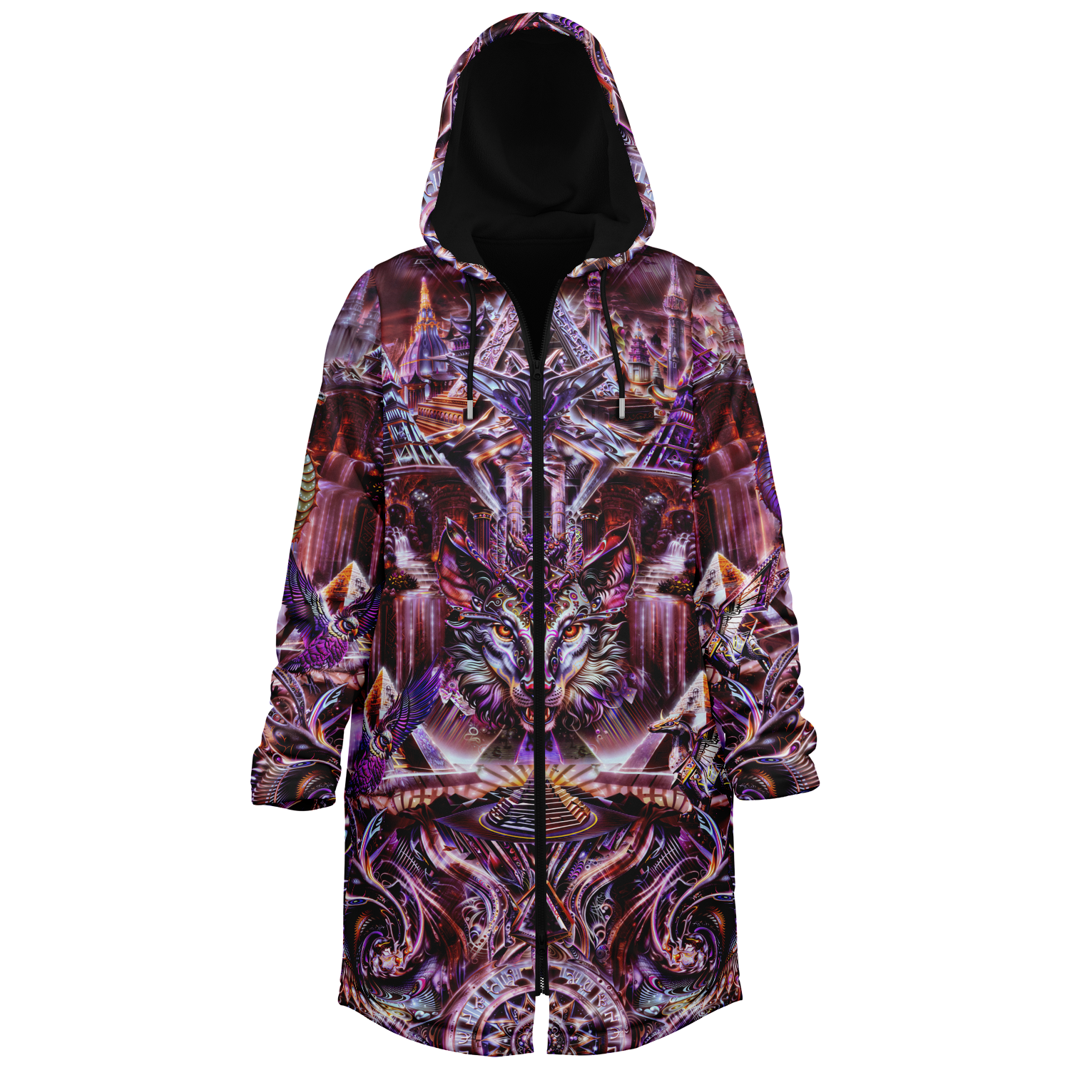 Dream Weaver Red Women's Festival Cloak back view with rave culture