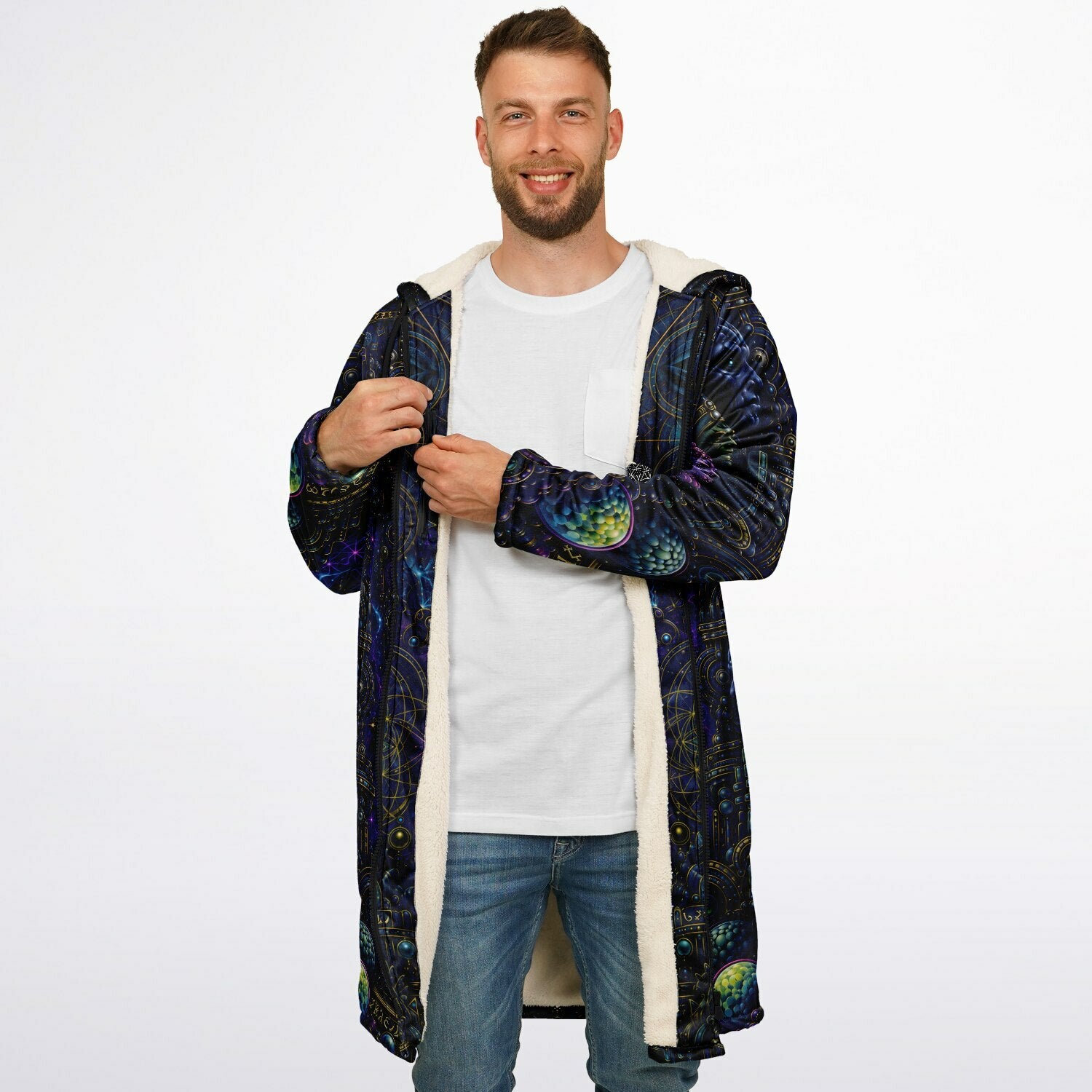 Celestial Tempe White Zipper Cloak
