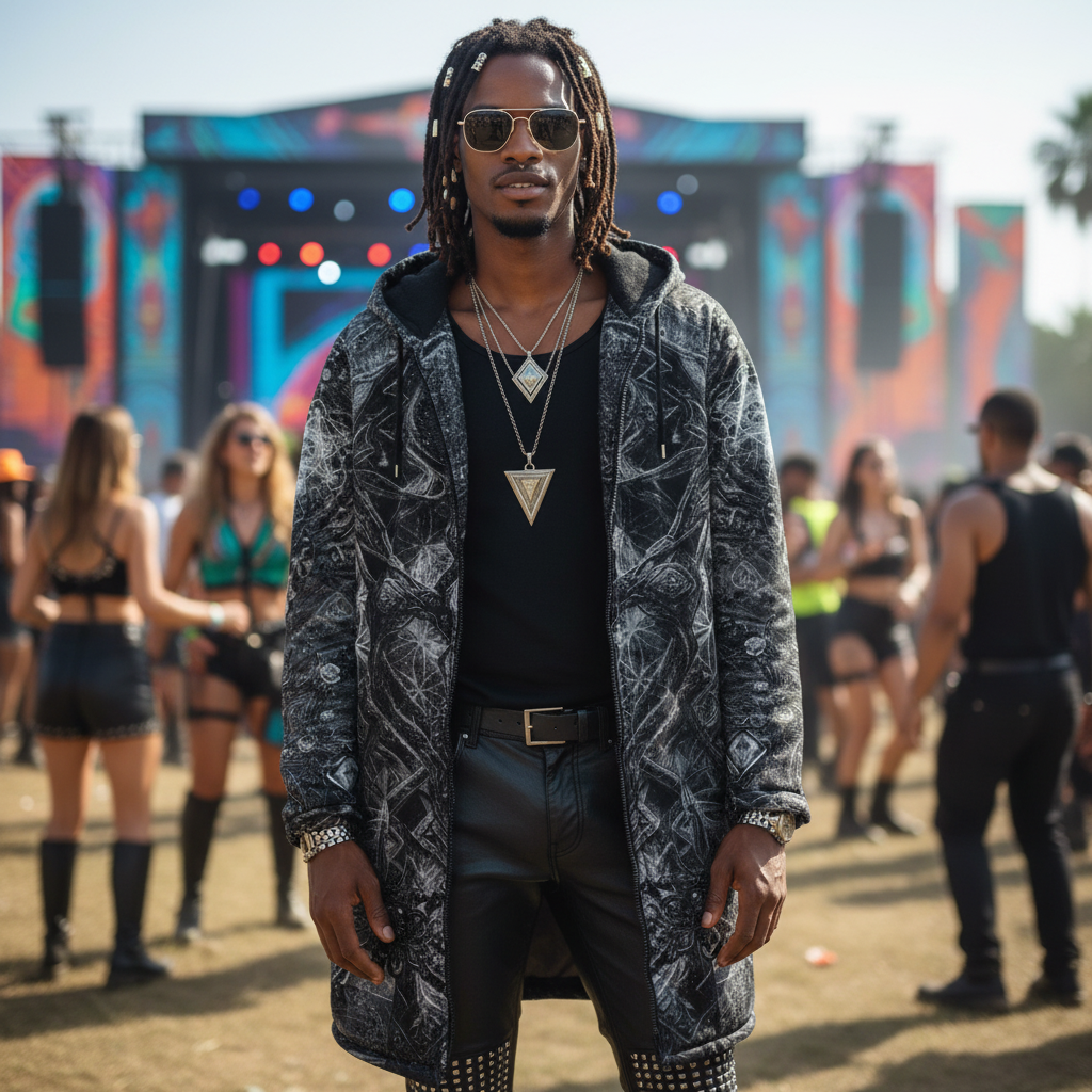 Black Cosmic Cross Men's Festival Cloak