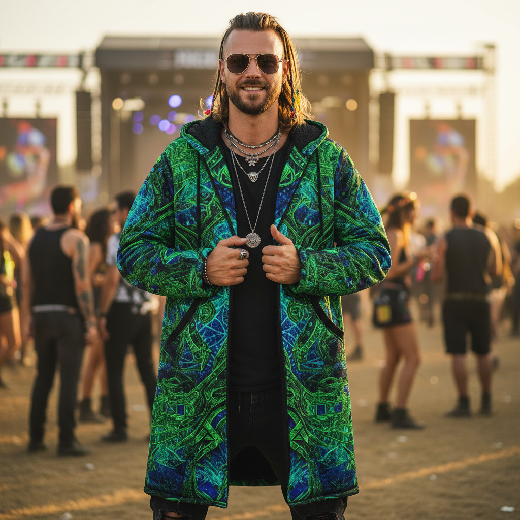 Cosmic Cross Green Men's Festival Cloak