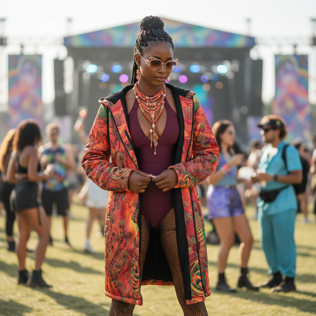 Orange Shroom Flower Of Life Women's Festival Cloak
