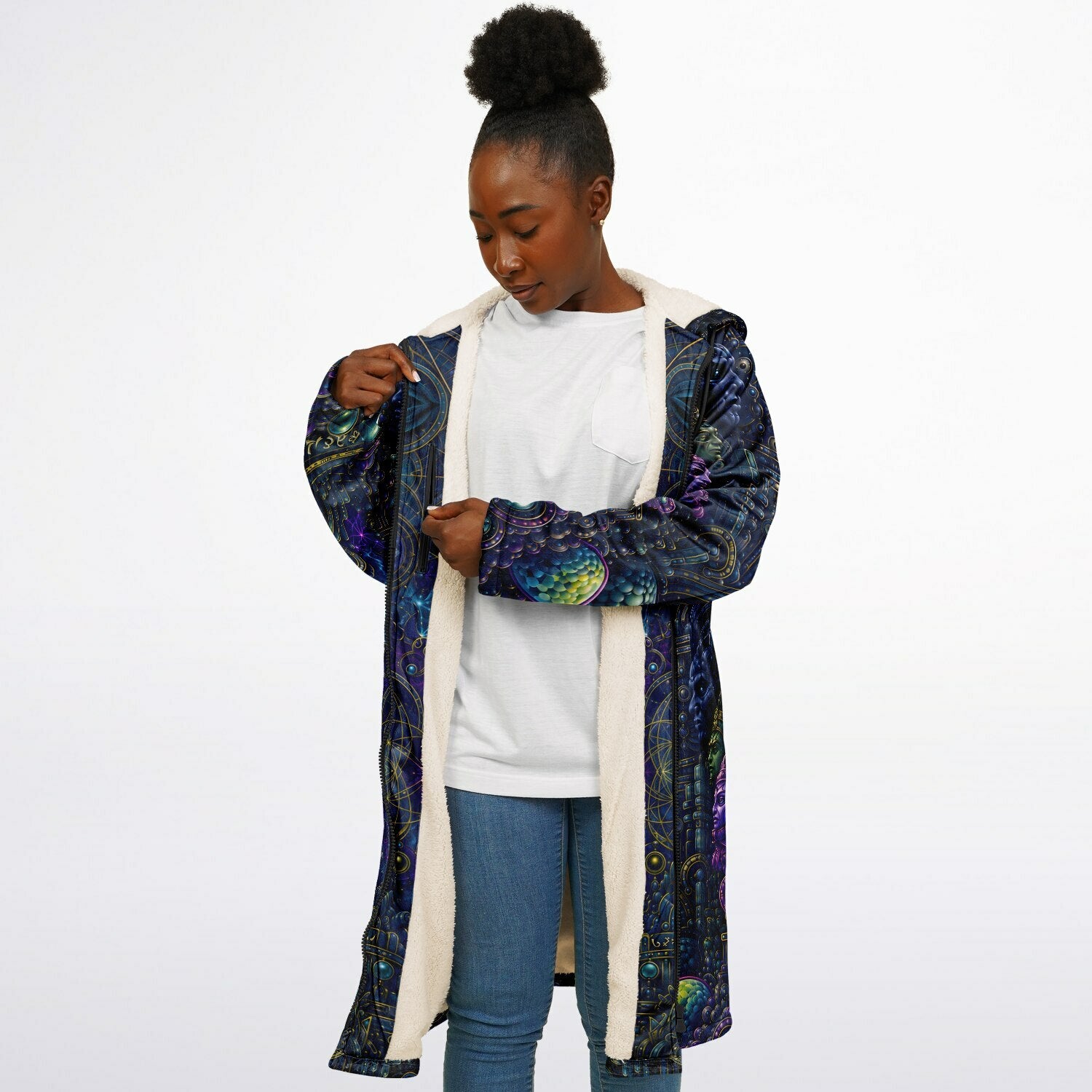Celestial Tempe White Zipper Cloak