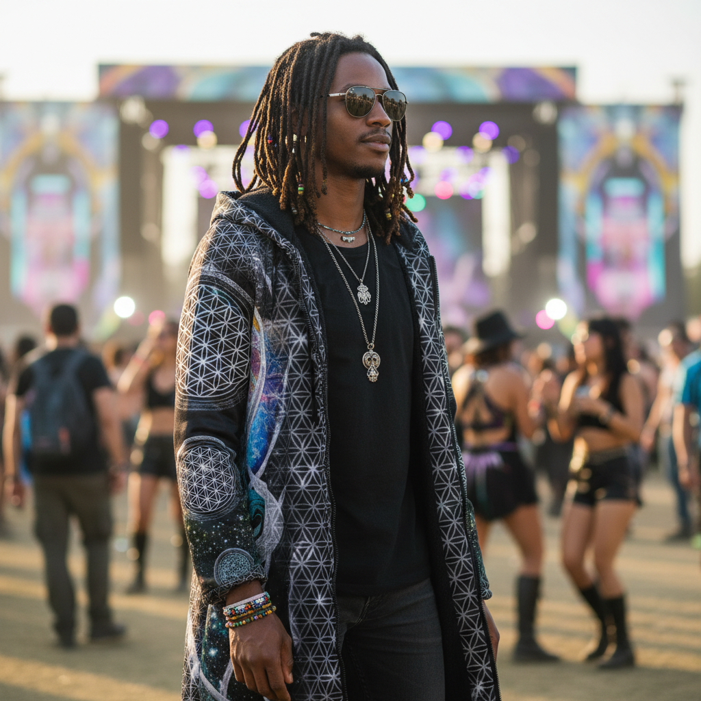 Silver Mystic Eye Men's Festival Cloak