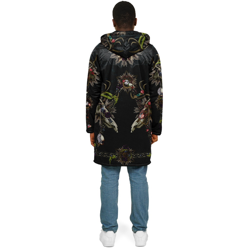 Forest Wizard Men’s Festival Cloak back view with psychedelic forest wizard artwork