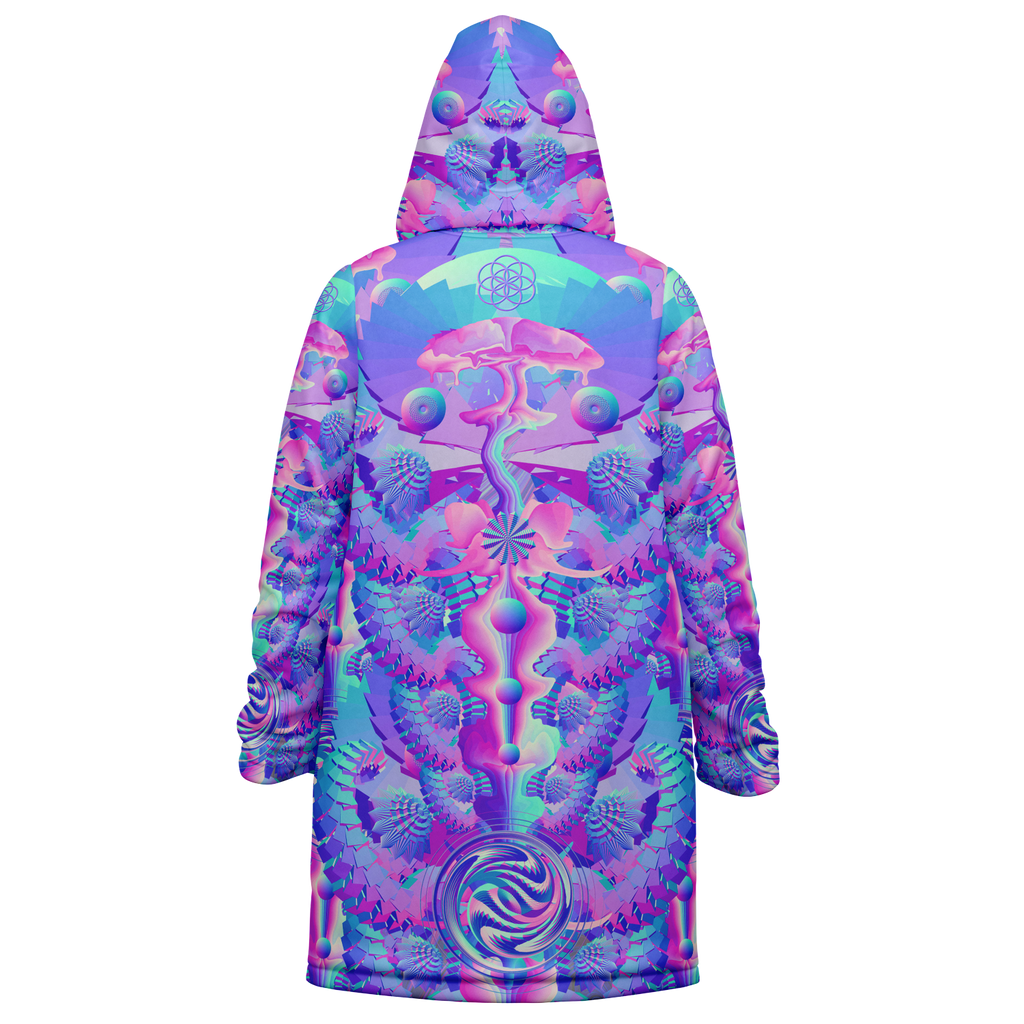Shroom Flower Of Life Women's Festival Cloak detail view with mystical style