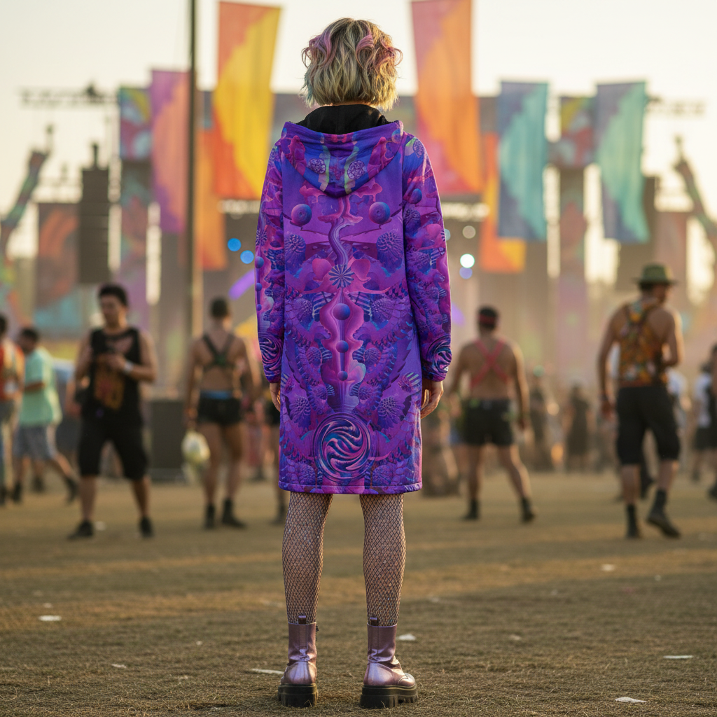 Purple Shroom Flower Of Life Women's Festival Cloak
