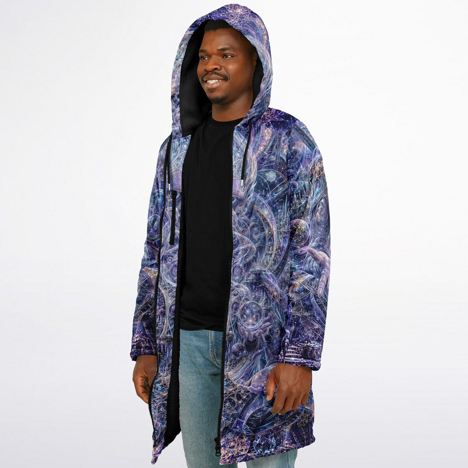 Galactic Alien Oracle Zipper Black Cloak