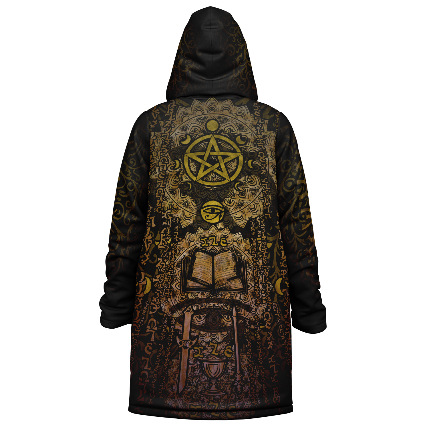 Enochian Vision Gold Men's Festival Cloak detail view with spiritual fashion