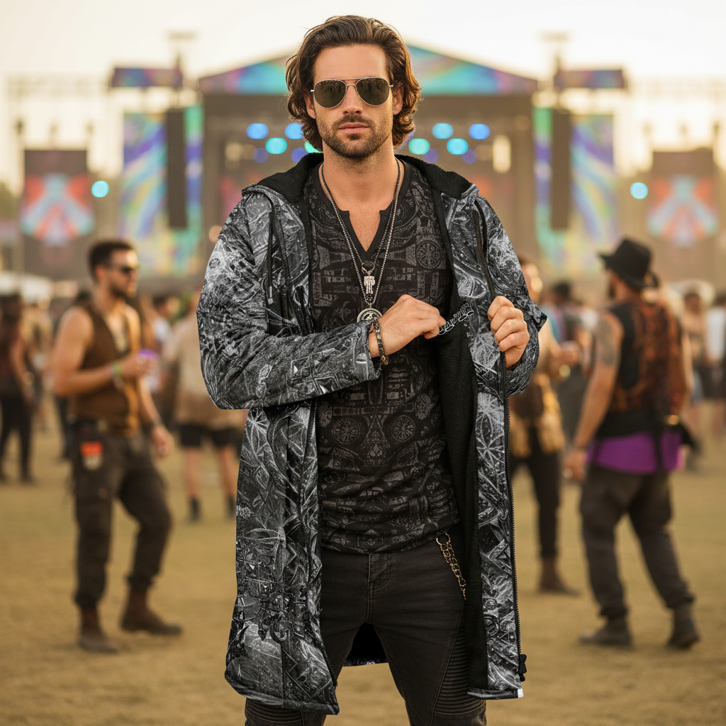 Black Cosmic Cross Men's Festival Cloak