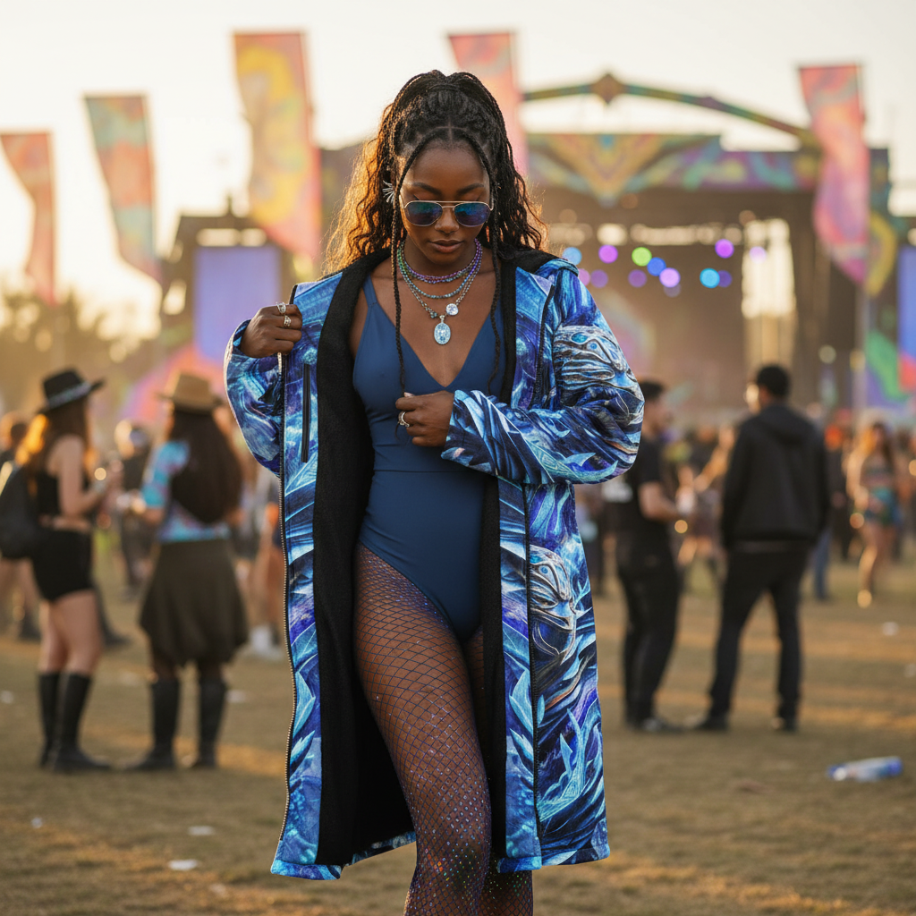 Electric Dragonscape Women's Festival Cloak