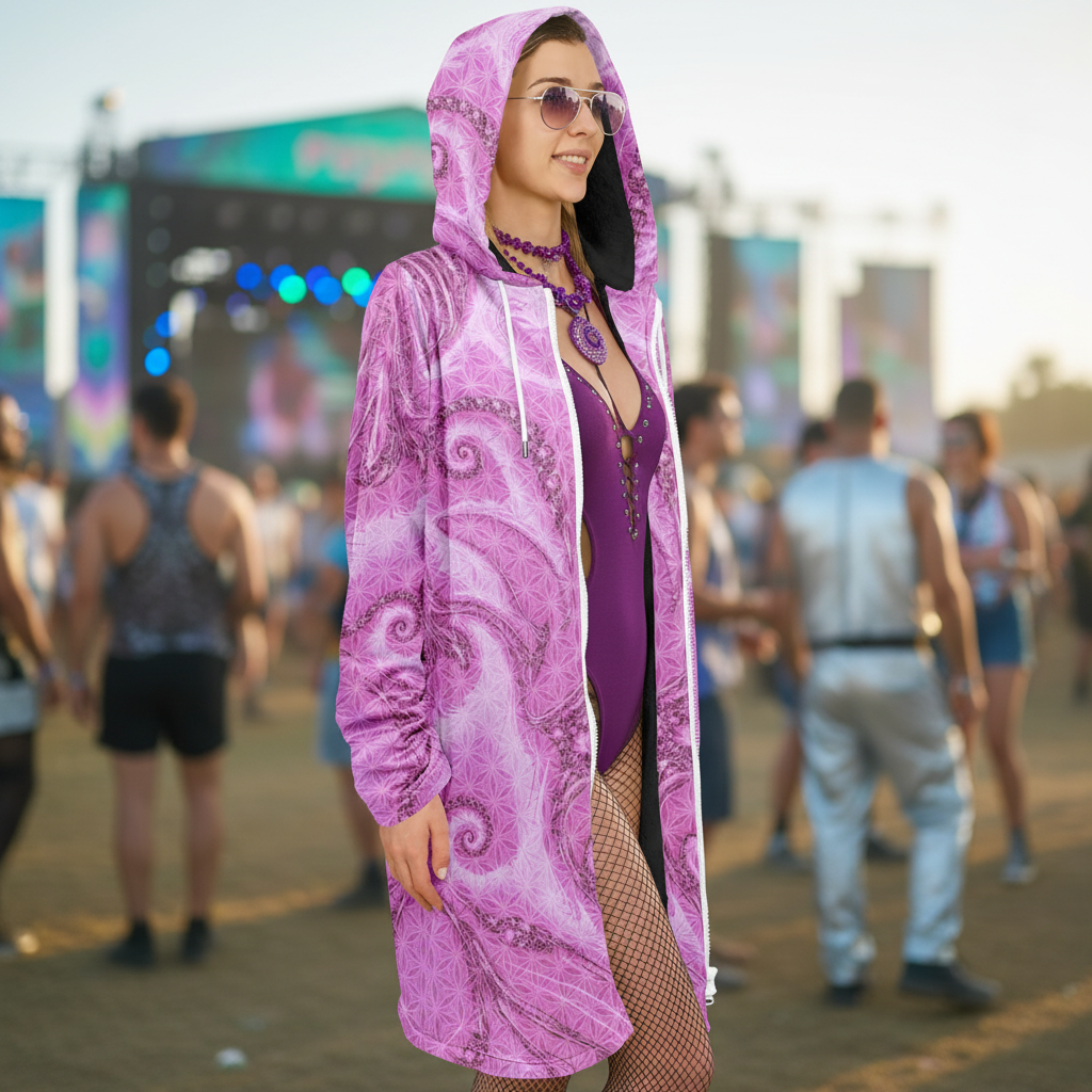 Pink Cosmic Flower Of Life Women's Festival Cloak