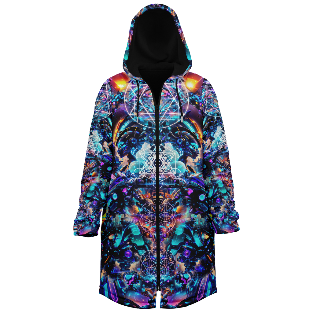 Cyber Punk Mech Festival Cloak back view with rave culture