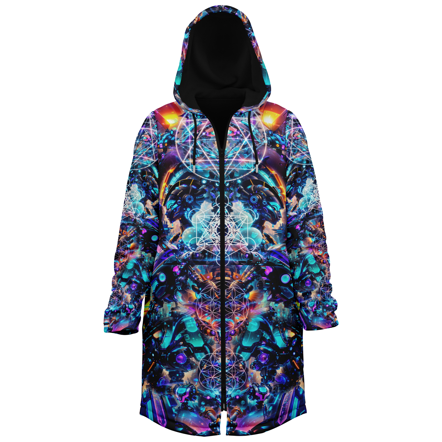 Cyber Punk Mech Festival Cloak back view with rave culture