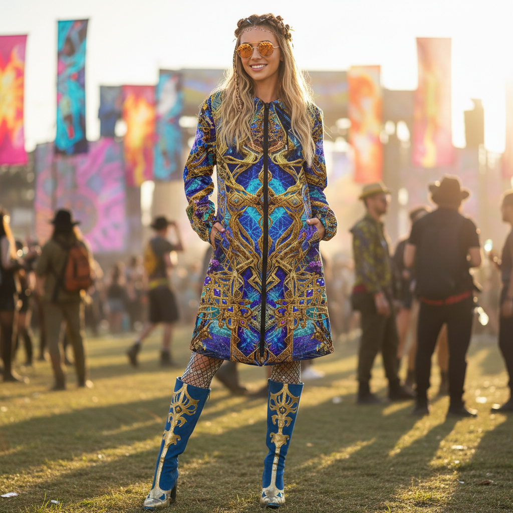 Gold Cosmic Cross Women's Festival Cloak