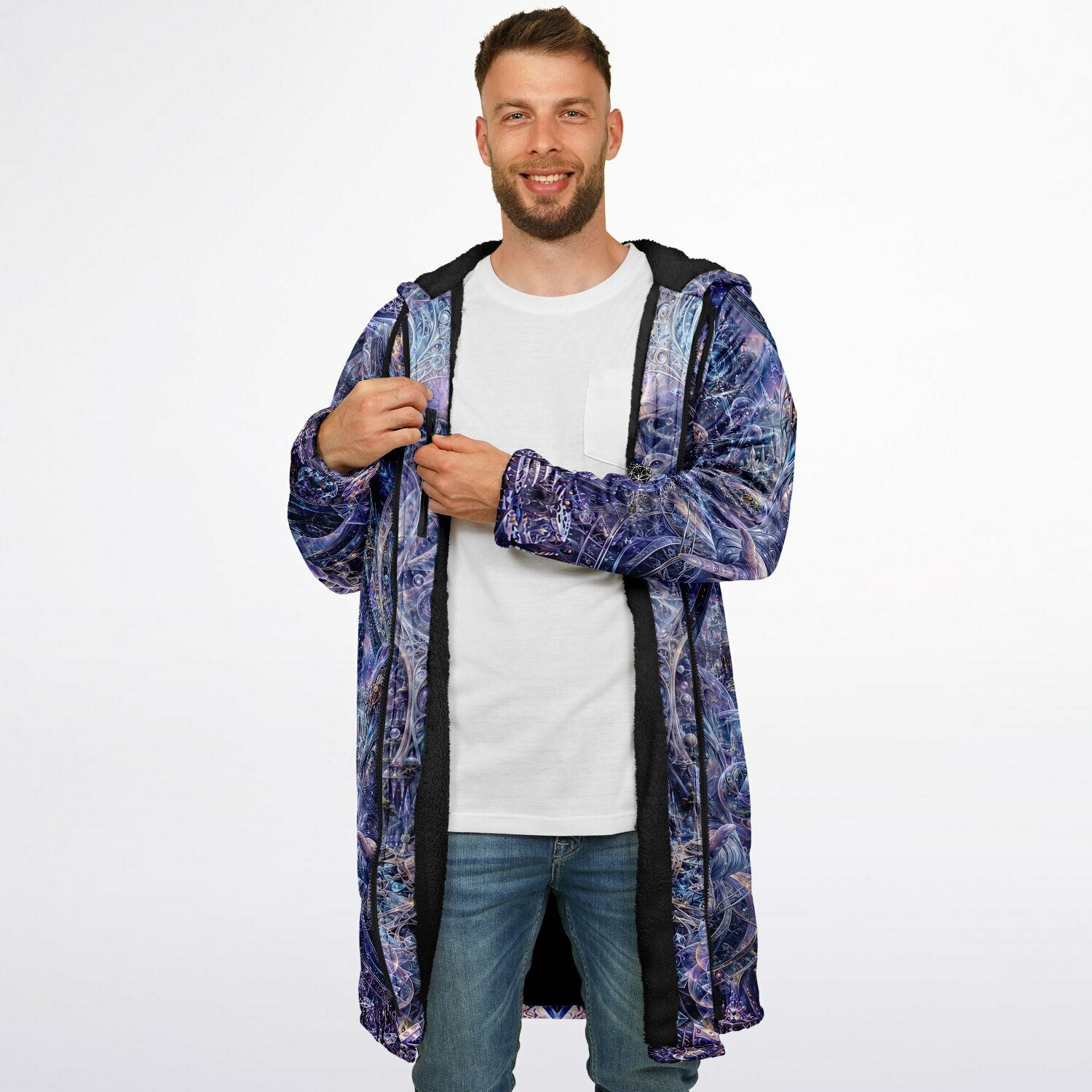 Galactic Alien Oracle Zipper Black Cloak