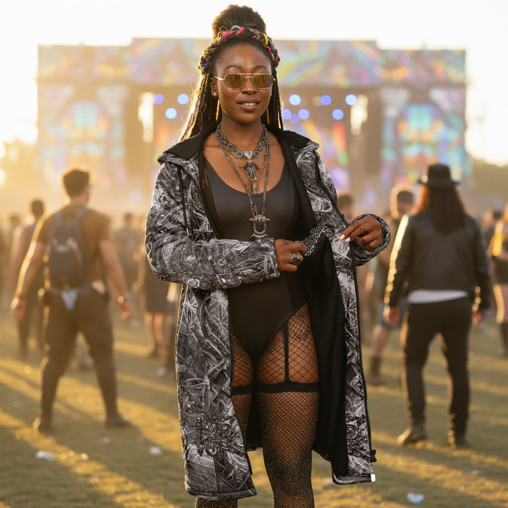 Black Cosmic Cross Women's Festival Cloak