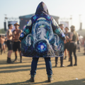 Blue Sorceress Men's Festival Cloak front view with festival cloak