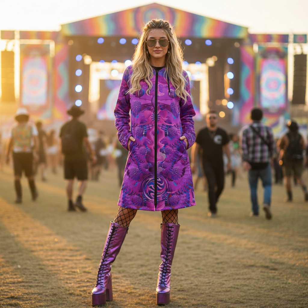 Pink Shroom Flower Of Life Women's Festival Cloak