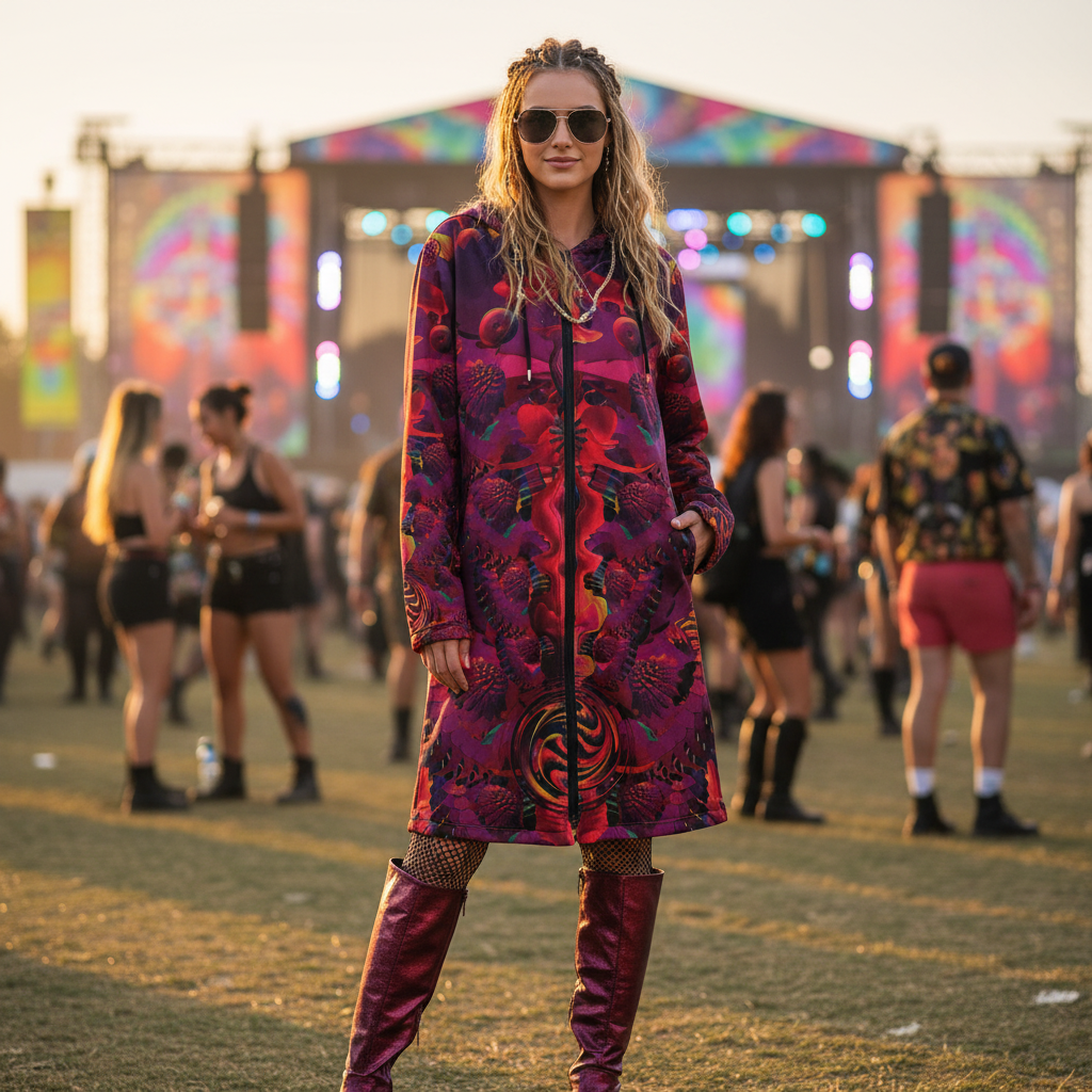 Red Shroom Flower Of Life Women's Festival Cloak