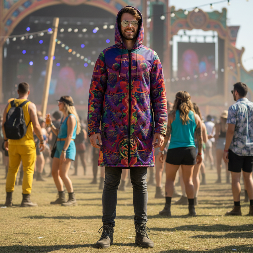Shroom Flower Of Life Ultra Rainbow Men's Festival Cloak