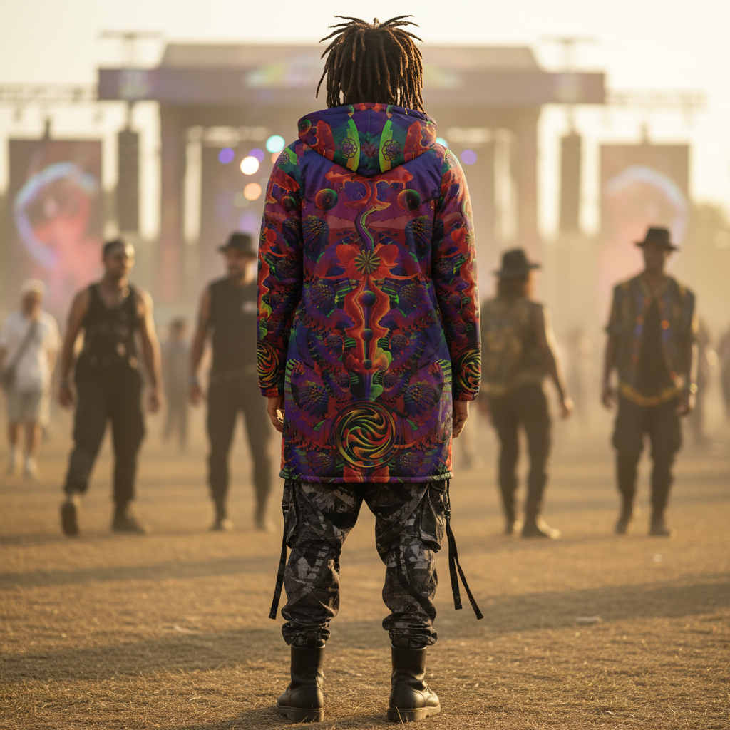 Shroom Flower Of Life Ultra Rainbow Men's Festival Cloak