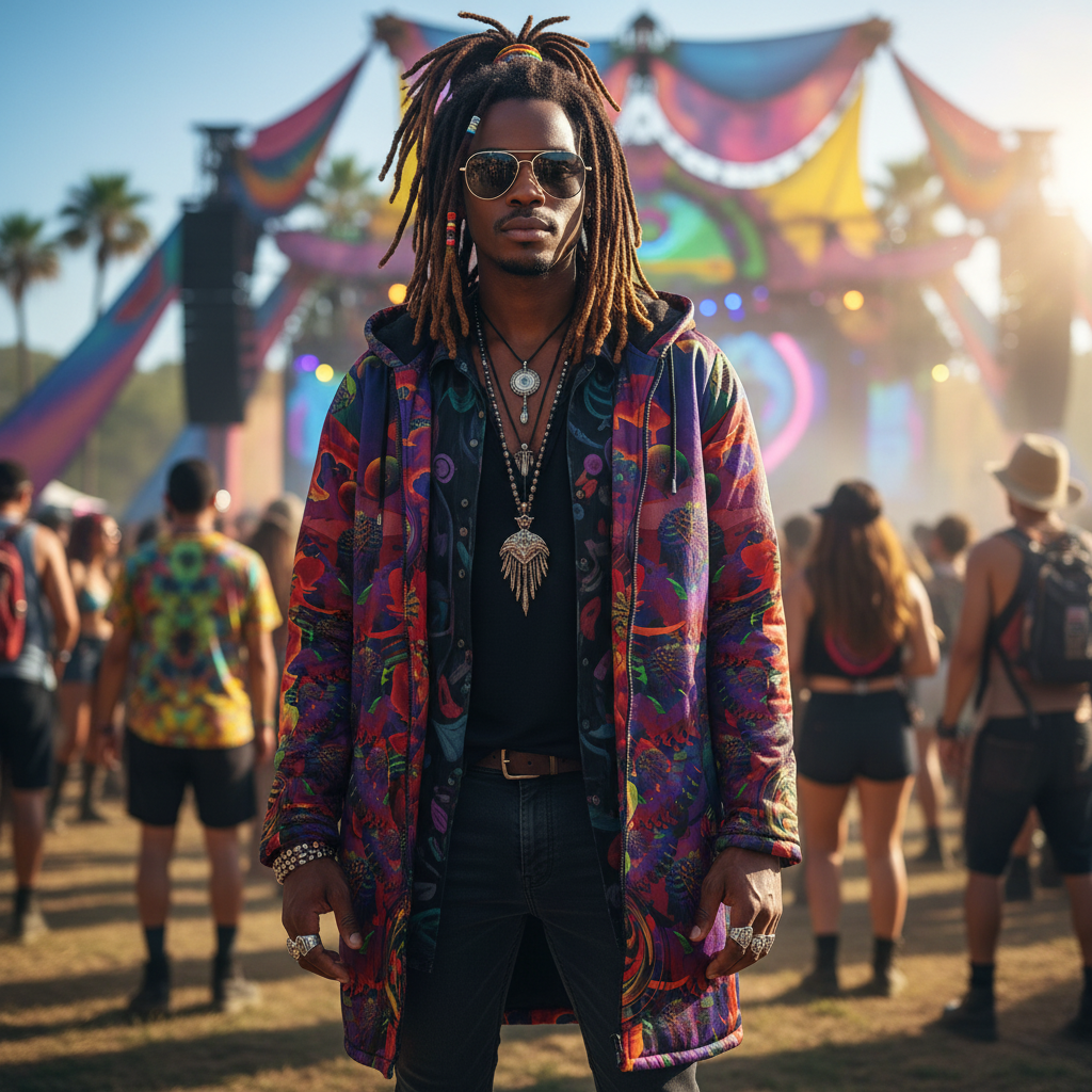 Shroom Flower Of Life Ultra Rainbow Men's Festival Cloak