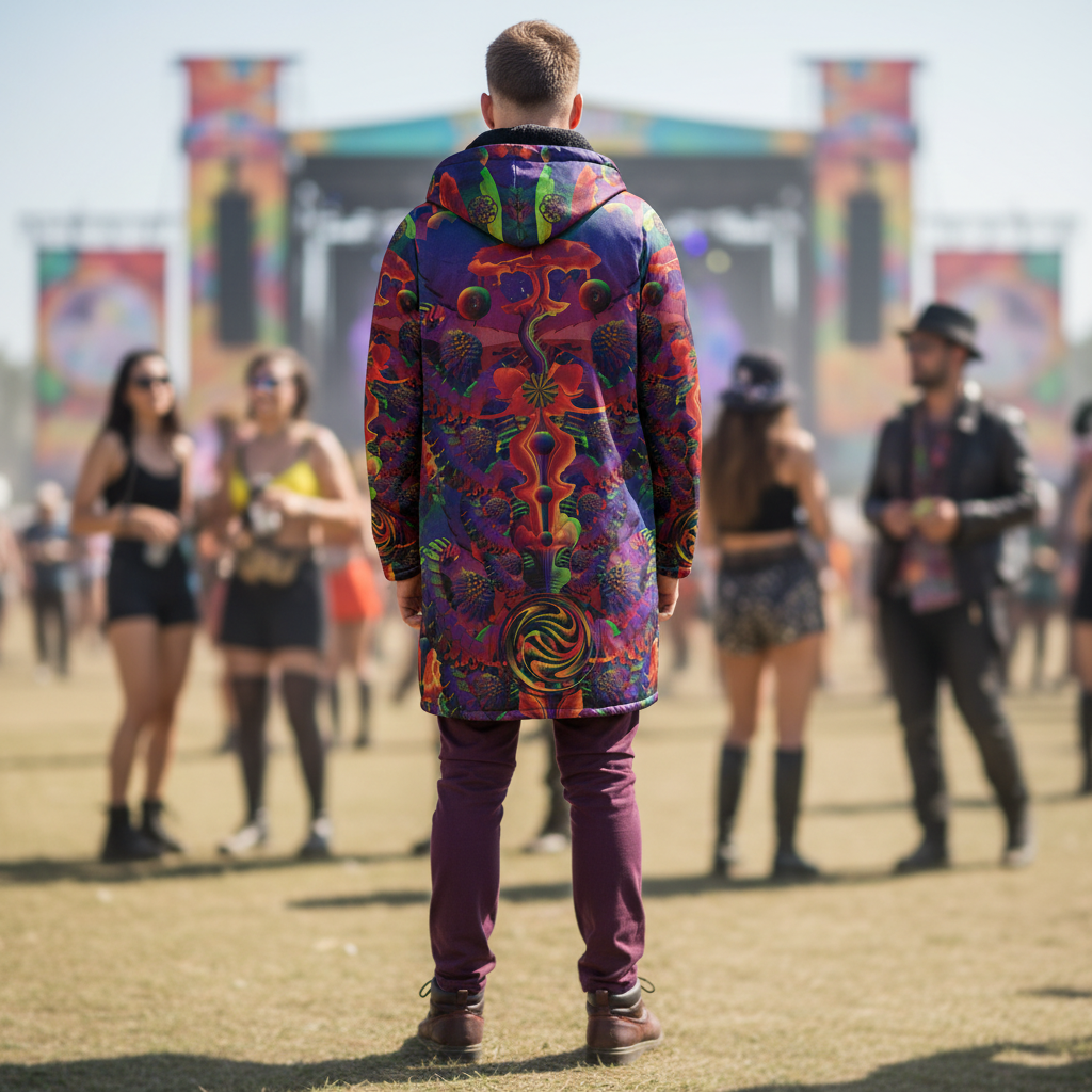 Shroom Flower Of Life Ultra Rainbow Men's Festival Cloak